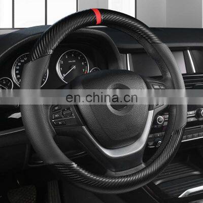 Carbon Fiber Car Steering Wheel Cover 38CM Non-slip Wear-resistant Sweat Absorbing Fashion Sports Steering Wheel Cover