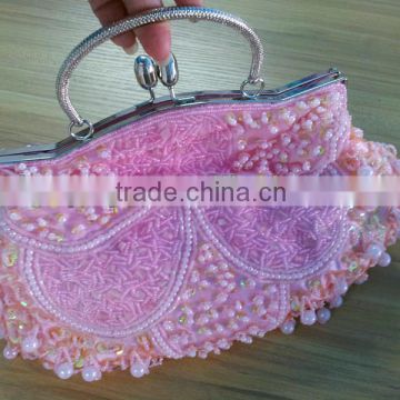 New Fashion Pearl Beige Pink Clutch Evening Bag Party Wedding Chain Handbag For Women