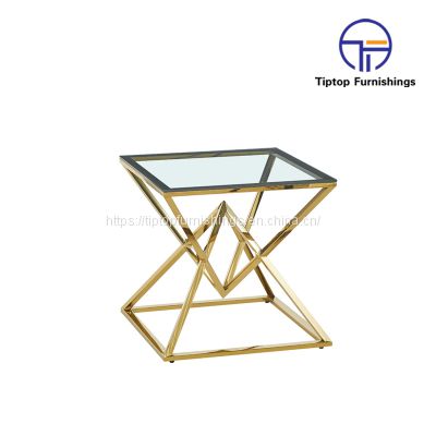 Luxury Modern design stainless steel round side table polished gold end table