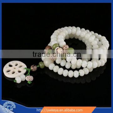 6*8mm white jade bodhi seed mala 108 bodhi seed mala bracelet