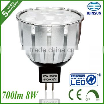 GU5.3 MR16 dimmable led lamp led light 8W 12VDC/AC