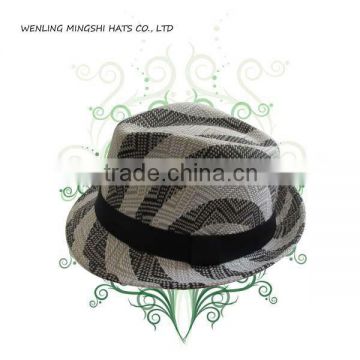 milti color paper straw hat with strip printing