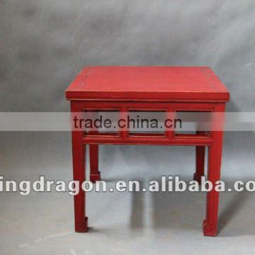 chinese antique red wooden square stool