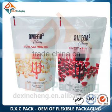 Resealable Stand Up Plastic Bag Snack Food Packaging With Customized Print