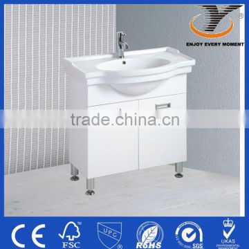 White floor-mounted new design pvc bathroom cabinet without mirror