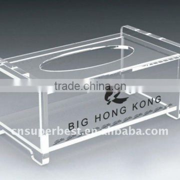 OEM clear acrylic tissue box used in home or hotel