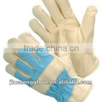 girls driving leather gloves; pig leather palm,cotton back glove,safety glove,JS1305/B