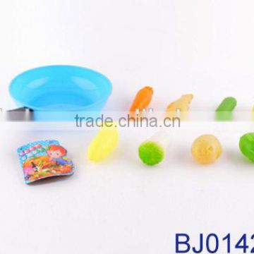 Funny plastic vegetable and fruit toy with pan