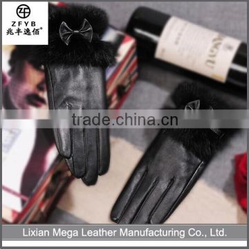 Hot New Products For 2015 Women Morden Rabbit Fur Leather Gloves