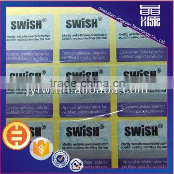 Genuine security scratch off hologram sticker customized labels