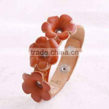 Handmade Leather Flower Bracelet
