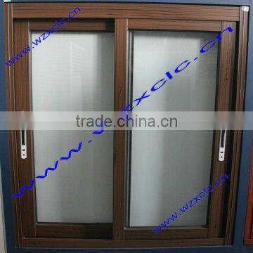 Single glazing Wood Grain Finish Aluminum Sliding Window