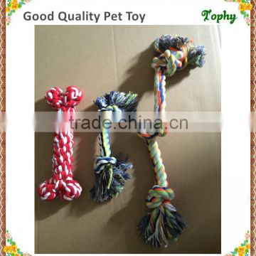 Colored Cotton Rope Dog Pet Chew Toy bone shape made in china