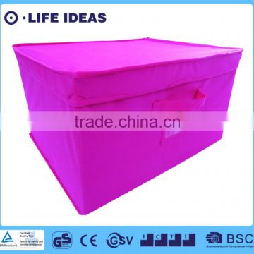 non-woven fabric pure color printing foldable storage box pink