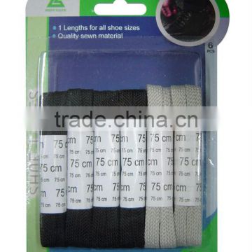 black&grey polyester material flat custom made shoe laces