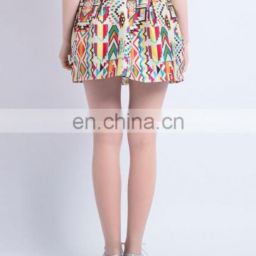 T-SK005 Ladies Mini Fashion Printed Pleated Folk Skirt