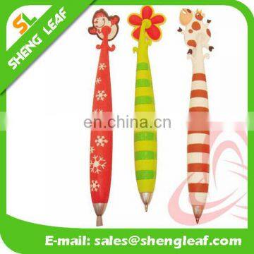 Newly children customized color and new design rubber ballpoint pen