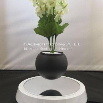 new round base magnetic floating levitate bottom air bonsai flower pot planter