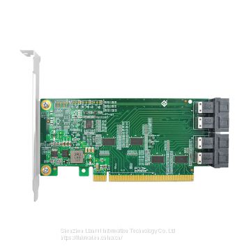 Linkreal  PCIe NVMe Adapter Card 4 Port PCIe 3.0 x16 to NVMe SFF-8643 Adapter