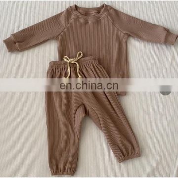 Baby  Ribbed Baby kids Bodysuits Belted long Pants Baby Clothing
