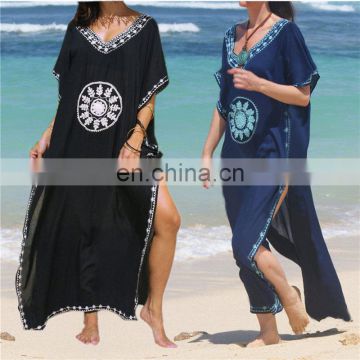 Embroidery Cotton Beach Cover up Saida de Praia Swimsuit Women Bikini cover up Tunics for Beach Pareo Sarong Beachwear