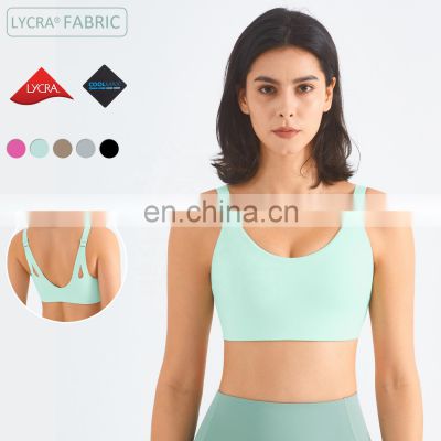 Recycled Adjustable Straps Sports Backless Bras In Stock Shockproof Gym Workout Tops