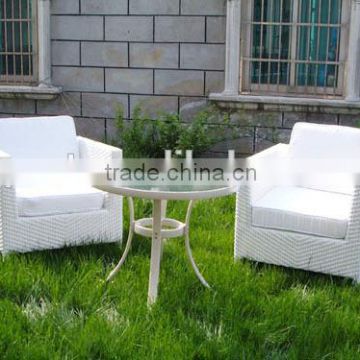 White Pe Rattan Table And Chair Set