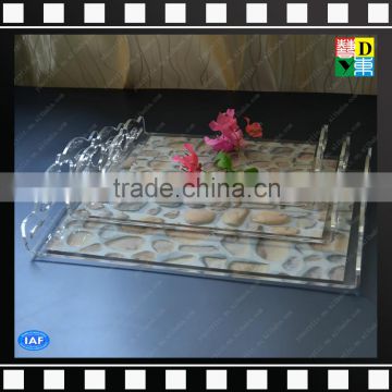 Clear Acrylic square serving trays sets with printing pattern