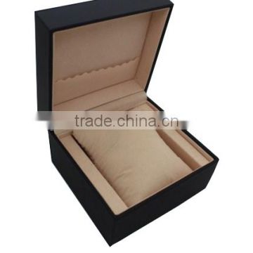 Black Leather Watch Box with Leather Pillow