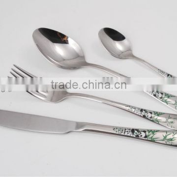 JZ001 Screen printing panda new style stainless steel cutlery set