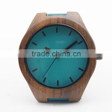 Newest ebony wood wristwatches blue causal watch genuine leather wooden fasion watches for men women best gifts with gift box