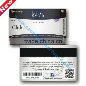 Factory High Quality membership magnetic strip membership card