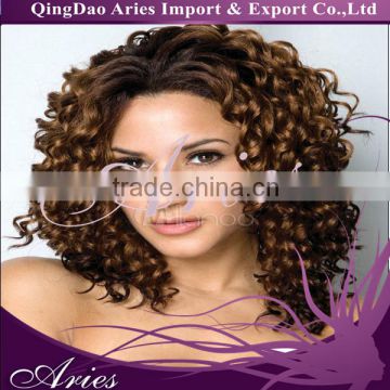 natural looking jerry curly hair lace front synthetic wig