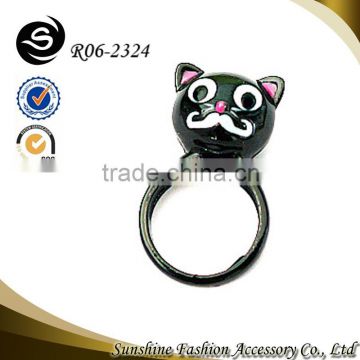 2015 fashion white paint wholesale black funny ring design animal head ring