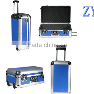 carry-on blue aluminum travel case trolley flight box luggage case