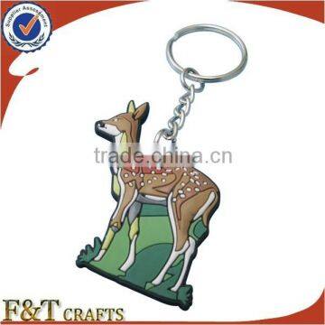 live animal deer fancy cartoon soft 3d pvc keychain for travel gift