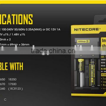 Authentic Nitecore I2 aa,aaa,CR123A,18650,26650,22650 Universal Rechargeable battery Charger