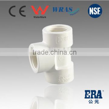 white high quality cheap made in china pvc Female thread tee F/F/F