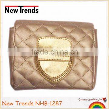 Fashion stitch checked champagne PU small bag