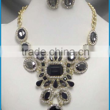 crystal deco drop party bib necklace costume jewelry set