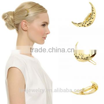 Gold moon Rhinestone Hair Clip Jewelry Charm