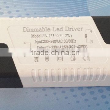 dimmable constant current led driver 12W 300ma 27-42VDC factory price