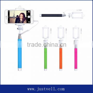 Extendable selfie stick shenzhen 2015 wholesale selfie stick with cable