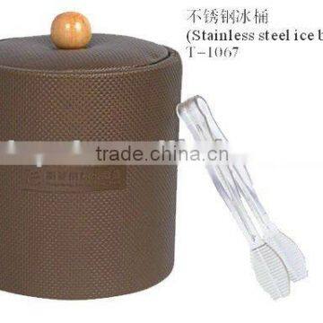 Elegant Hotel Supplies Leather Covered Stainless Steel Ice Bucket