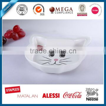 Pet bowl ceramic cat shape , cute cat feeder for kitty, novelty bowls