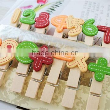 Hot small wooden number clip peg decoration made in China