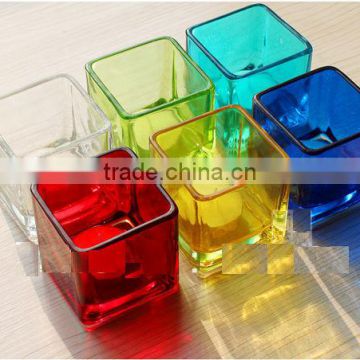 Square glass candle holder for home decoration