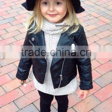 2016 wholease baby girl leather winter jacket