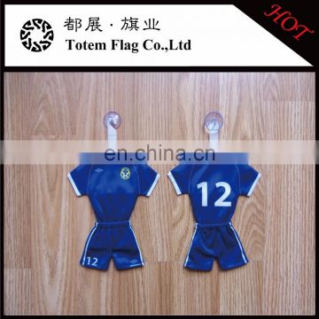 Printed mini jersey with suction cup and hanger for sports souvenirs