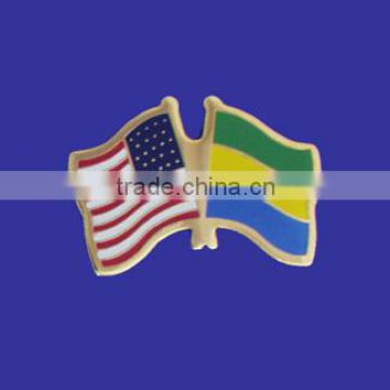 Custom design high quality cloisonne hard enamel filleD USA Gabon World Flag Lapel Pin